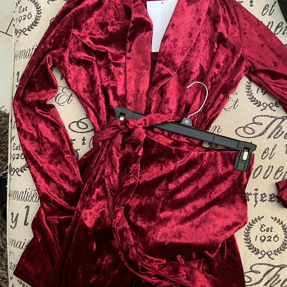 2 piece Burgundy Velvet  pants set